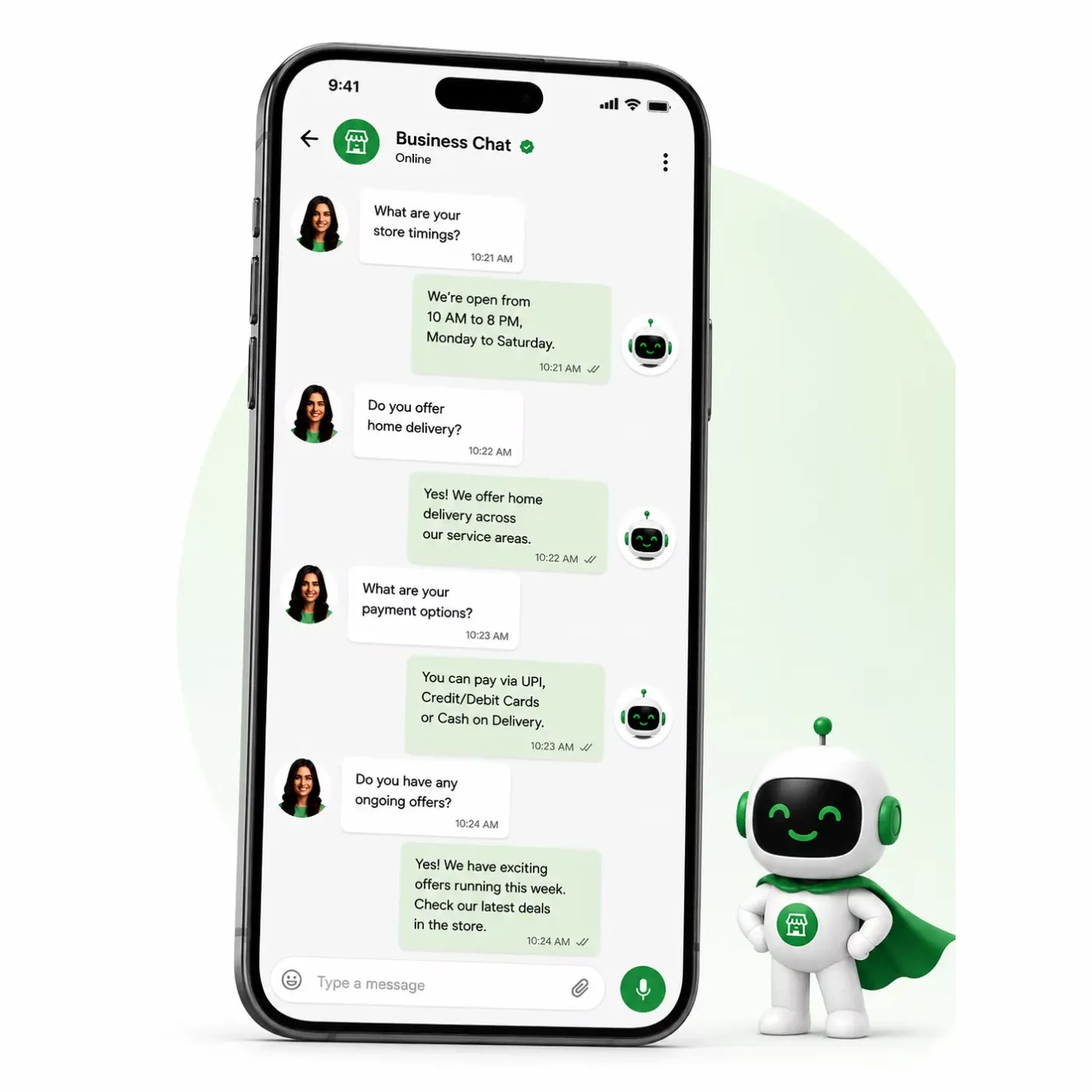WhatsApp Business automation for customer conversations.